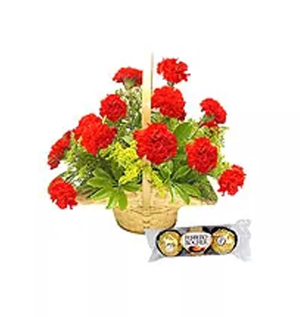 Delightful 12 Gerberas Bouquet with Ferrero Rocher