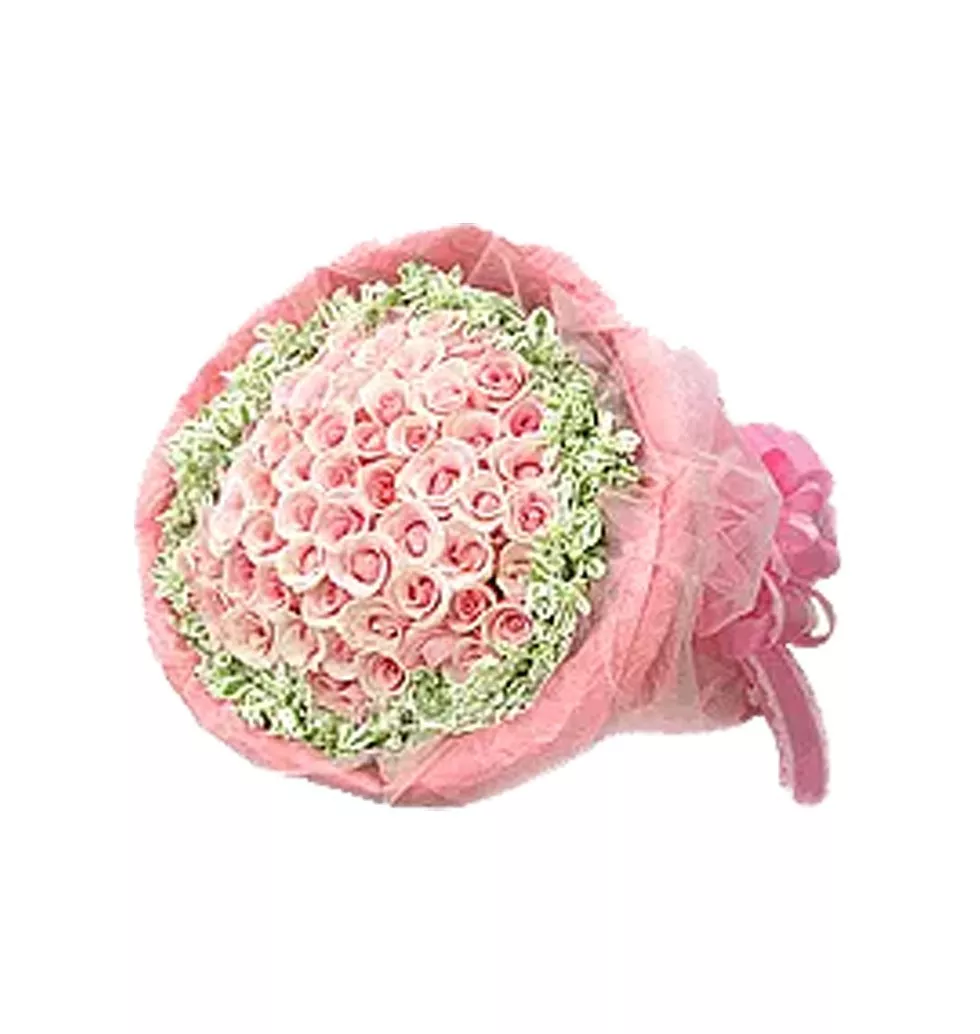 Radiant Heavenly Tender Love Bundle of 50 Pink Roses