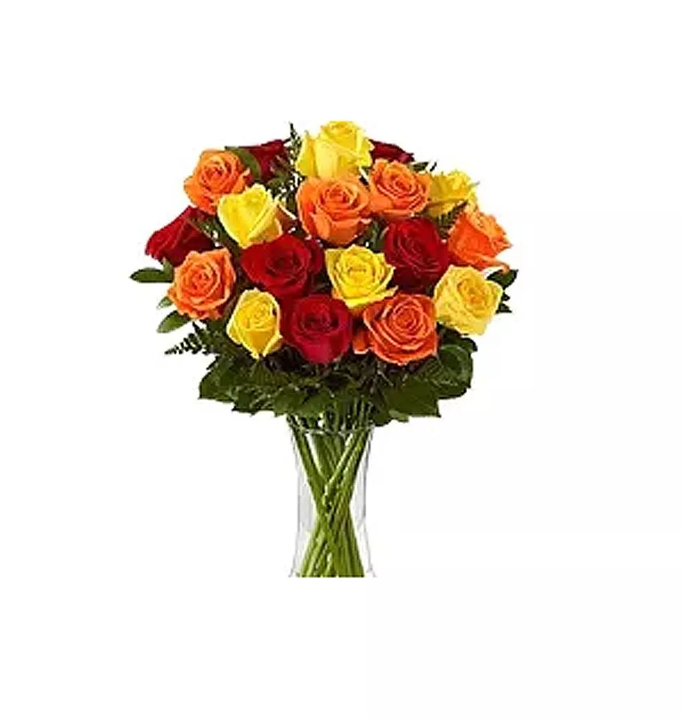 Attention-Getting Feel of Love 18 Mixed Flower Arrangement with Vase